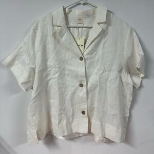 NWT Lintico 100% Linen Oversized Fit Button Shirt White Size Large Lagenlook XXL